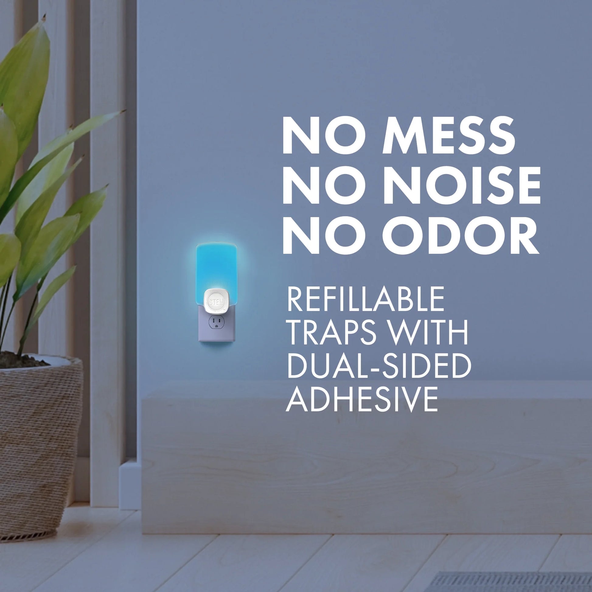 (4 Pack)  Light Trap, Attracts and Traps Flying Insects, Emits Soft Blue Light, [Includes Starter Kit with 1 Light Trap and 1 Cartridge]