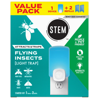 Light Trap, Attracts and Traps Flying Insects, Emits Soft Blue Light, [Includes Starter Kit with 1 Light Trap and 2 Cartridges]