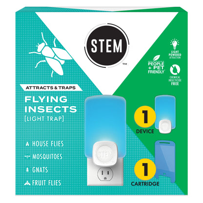 (4 Pack)  Light Trap, Attracts and Traps Flying Insects, Emits Soft Blue Light, [Includes Starter Kit with 1 Light Trap and 1 Cartridge]