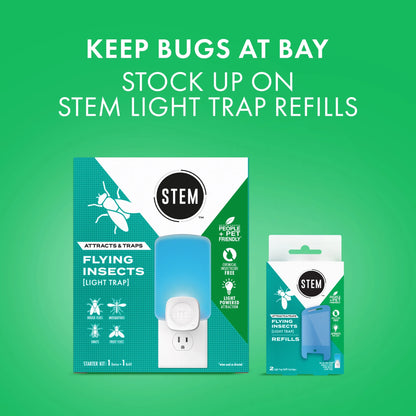 (4 Pack)  Light Trap, Attracts and Traps Flying Insects, Emits Soft Blue Light, [Includes Starter Kit with 1 Light Trap and 1 Cartridge]