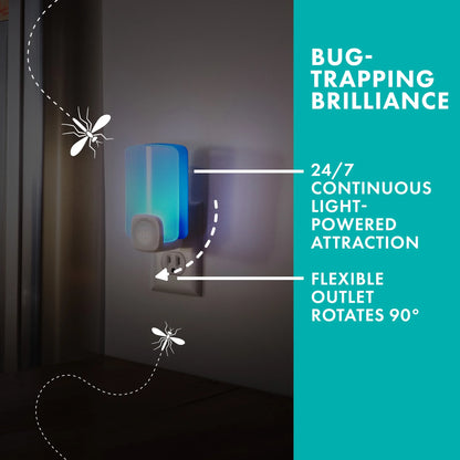 (4 Pack)  Light Trap, Attracts and Traps Flying Insects, Emits Soft Blue Light, [Includes Starter Kit with 1 Light Trap and 1 Cartridge]